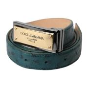 Dolce & Gabbana Grön Läder Logospänne Bälte Green, Dam