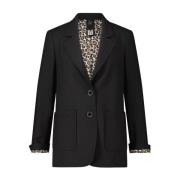 Marc Cain Animal-Print Blazer Stiligt Trendy Design Black, Dam