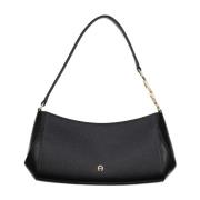 Aigner Läder Pochette med Monogram Logo Black, Dam