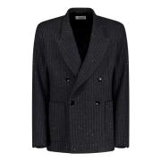 Laneus Pinstripe Double Breasted Jacket Gray, Herr