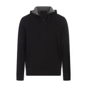 Vince Kashmir Hoodie med Dragkedja Black, Herr