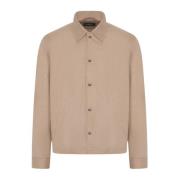 Kiton Cashmere Blend Shirt Jacket Beige, Herr