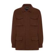 Kiton Beaver Cashmere Utility Jacket Brown, Herr