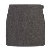 Ermanno Scervino Svart Herringbone Shorts-Kjol Black, Dam