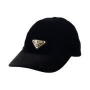 Prada Sammetkeps med Metalllogo Black, Dam