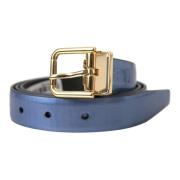 Dolce & Gabbana Metallic Blue Metal Buckle Bälte Blue, Herr