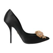 Dolce & Gabbana Svart Satinbåge Högklackade Pumps Black, Dam