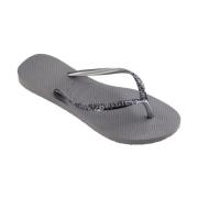 Havaianas Glitter Slim Flip Flops Gray, Dam