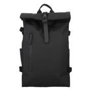 Rains Svart Rolltop Ryggsäck Handväska Black, Unisex