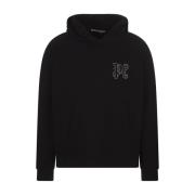 Palm Angels Svart Bomullshoodie med PA Monogram Black, Herr