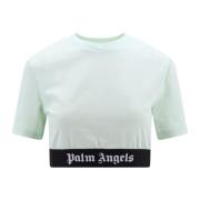 Palm Angels Grön Bomull Crop Top Green, Dam