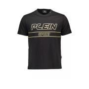 Plein Sport Ikonisk bomullst-shirt med rund hals Black, Herr