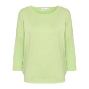 Saint Tropez R-Neck Pullover Strik Seedling Melange Green, Dam