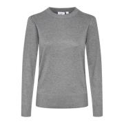 Saint Tropez Milasz Pullover Stickad Mist Grey Melange Gray, Dam