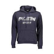 Plein Sport Elektrisk blå hoodie med logodetalj Blue, Herr