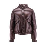 Moncler Quiltad nylonjacka med dold huva Brown, Dam