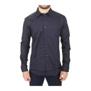 Ermanno Scervino Blå Slim Fit Bomull Casual Skjorta Blue, Herr