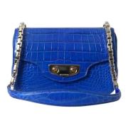 Balenciaga Elegant Bl Alligatorlder Axelvsk Blue, Dam