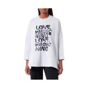 Love Moschino Elegant Glitter Sweatshirt Gray, Dam