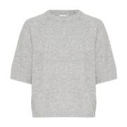 Kaffe Grå Melange Stickad Pullover Tröja Gray, Dam