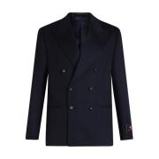 Etro Marinblå Kasmir Dubbelknäppt Blazer Blue, Herr