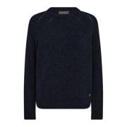 MOS MOSH Mjuk Stickad Tröja Thora Navy Black, Dam