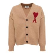 Ami Paris Kamel Cardigan med Ami de Coeur Beige, Herr