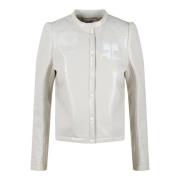 Courrèges Vinyl Biker Jacka White, Dam