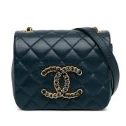 Chanel Vintage Pre-owned Laeder crossbodyvskor Blue, Dam