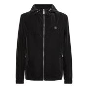 Philipp Plein Svart Windbreaker Jacka Logo Dragkedja Fickor Black, Her...