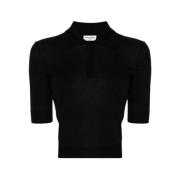 Saint Laurent Svart Broderad Polotopp Black, Dam