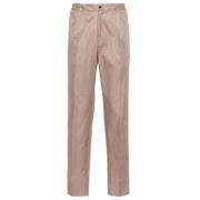 Kiton Ljusbruna Tapered Byxor Brown, Herr