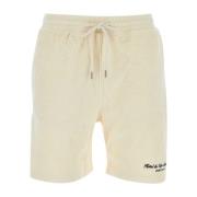 Sporty & Rich Lyxiga Cream Terry Cursive Shorts Yellow, Dam