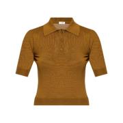 Saint Laurent Brun Stickad Polotröja Brown, Dam