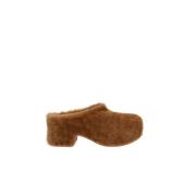 Dries Van Noten Brun Shearling Mulor Sandaler Brown, Dam