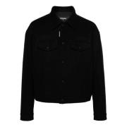 Dsquared2 Svart ullblandad skjortjacka Black, Herr