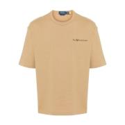 Polo Ralph Lauren Bomull Jersey Logo Print Rund Hals Beige, Herr