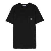 Stone Island Svart Jersey T-shirt med Ficka Black, Herr