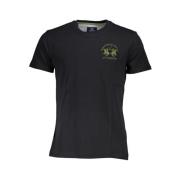 La Martina Elegant T-shirt med broderad rund hals Black, Herr