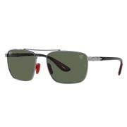 Ray-Ban Fyrkantiga Metall Solglasögon Röda Accenter Gray, Unisex