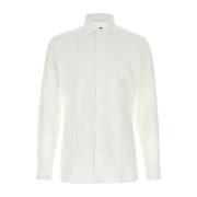 Z Zegna Stretch Poplin Skjorta White, Herr