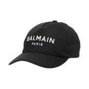 Balmain Svart Twillvävd Broderad Logotyp Keps Black, Herr