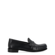 Max Mara Svart Läder Loafer Mockasin Black, Dam