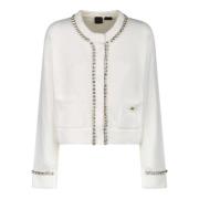 Pinko Vit Cardigan med Glittrande Detaljer White, Dam