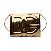 Dolce & Gabbana Guld Kalvskinnväska med Quiltad 'Dg' Logotyp Yellow, D...