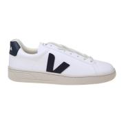 Veja Vita Blå Läder Sneakers Rund Tå White, Herr