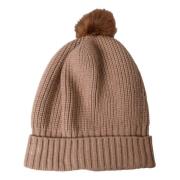 Dolce & Gabbana Brun Stickad Pälsboll Vinter Beanie Mössa Brown, Dam