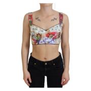 Dolce & Gabbana Blommig Bustier-Crop-Top med Italienskt Hantverk Multi...