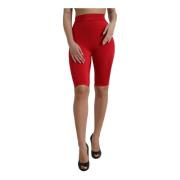 Dolce & Gabbana Röda Hög Midja Leggings Byxor Red, Dam