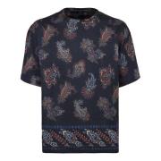 Etro Bomull Crew-Neck T-shirt med Paisley Motiv Multicolor, Herr